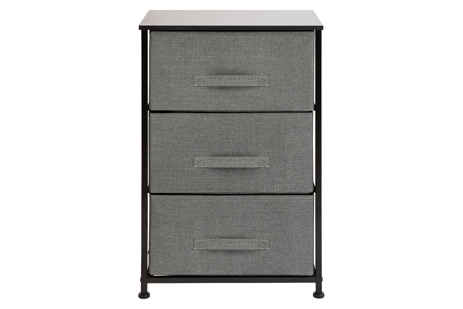 BLNK Harris 3 Drawer Wood Top Iron Frame Vertical Storage Dresser with Easy Pull Drawers - Black/Dark Gray