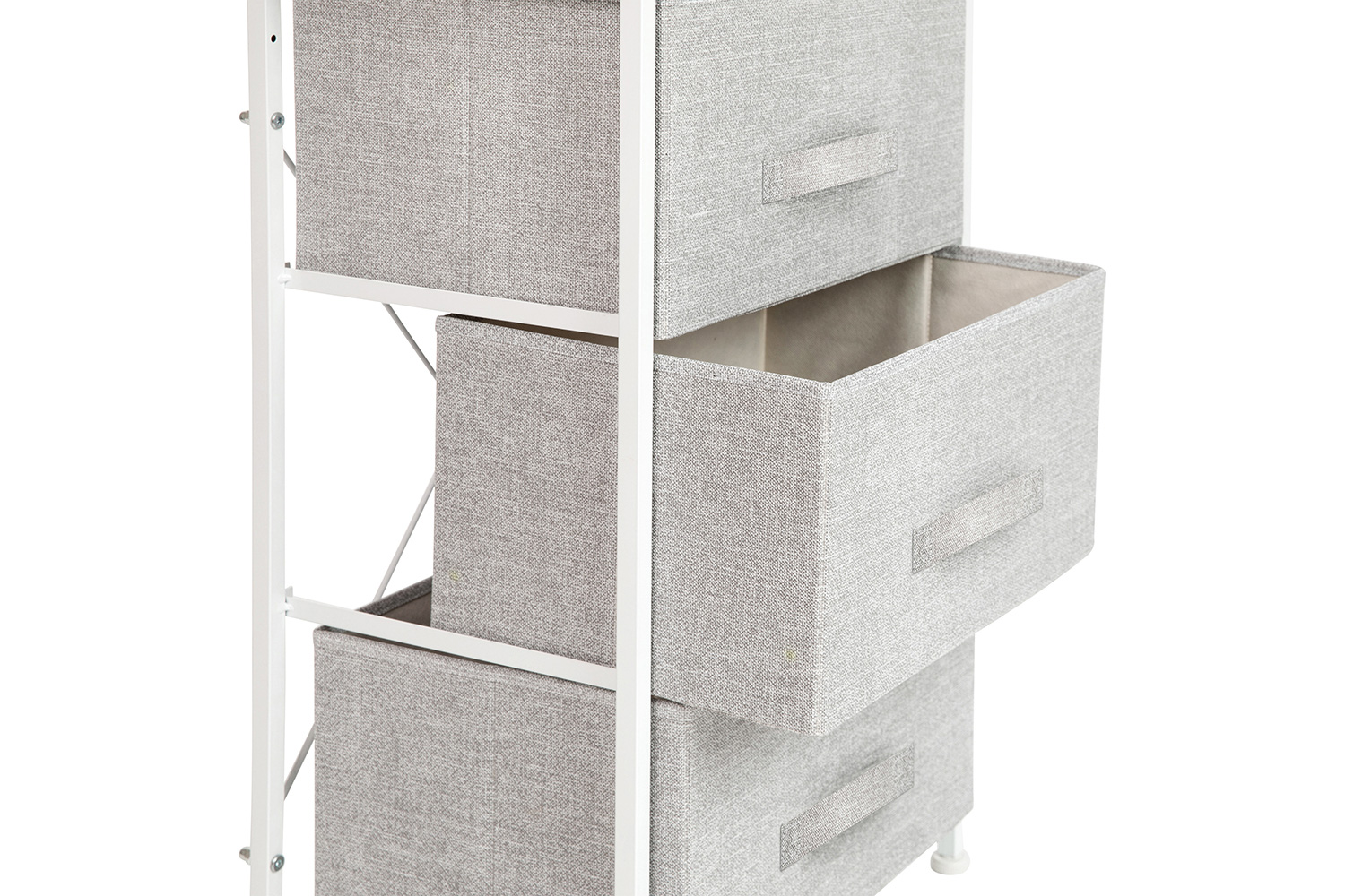 BLNK Harris 3 Drawer Wood Top Iron Frame Vertical Storage Dresser with Easy Pull Drawers - White/Light Gray