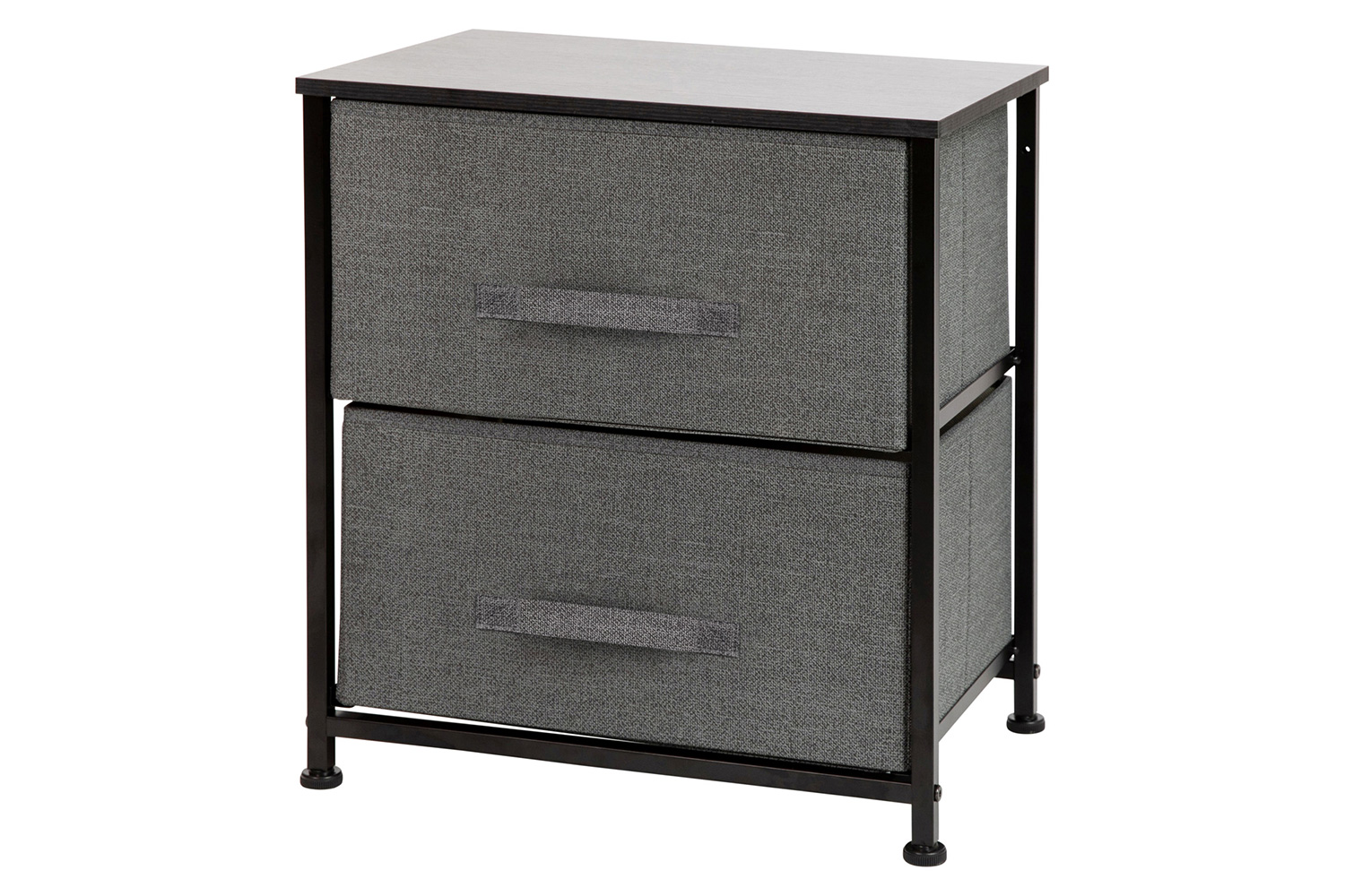 BLNK Harris 2 Drawer Wood Top Nightstand Storage Organizer with Cast Iron Frame and Easy Pull Fabric Drawers