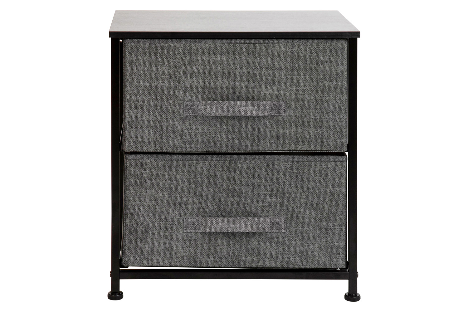 BLNK Harris 2 Drawer Wood Top Nightstand Storage Organizer with Cast Iron Frame and Easy Pull Fabric Drawers - Black/Dark Gray