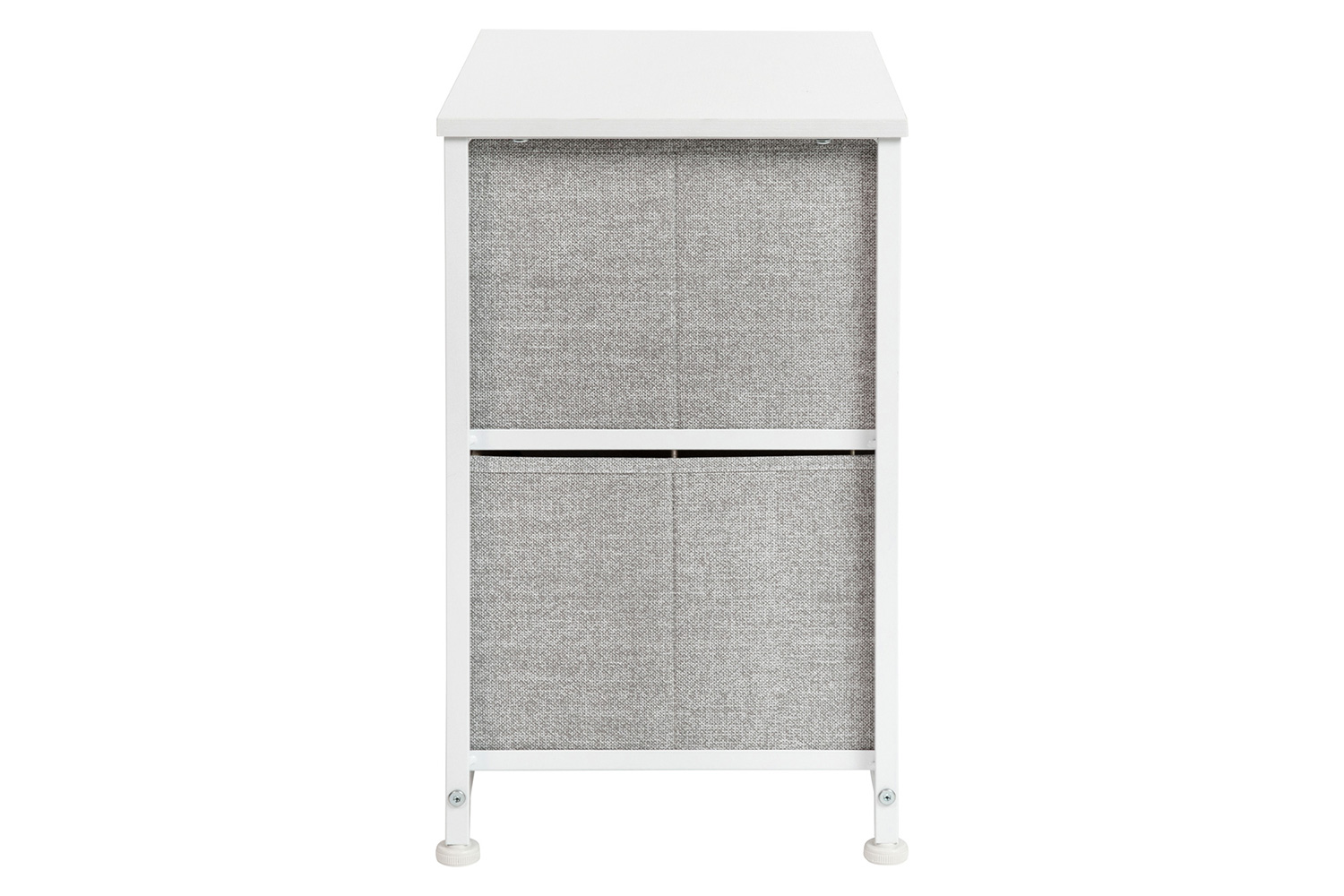 BLNK Harris 2 Drawer Wood Top Nightstand Storage Organizer with Cast Iron Frame and Easy Pull Fabric Drawers - White/Light Gray