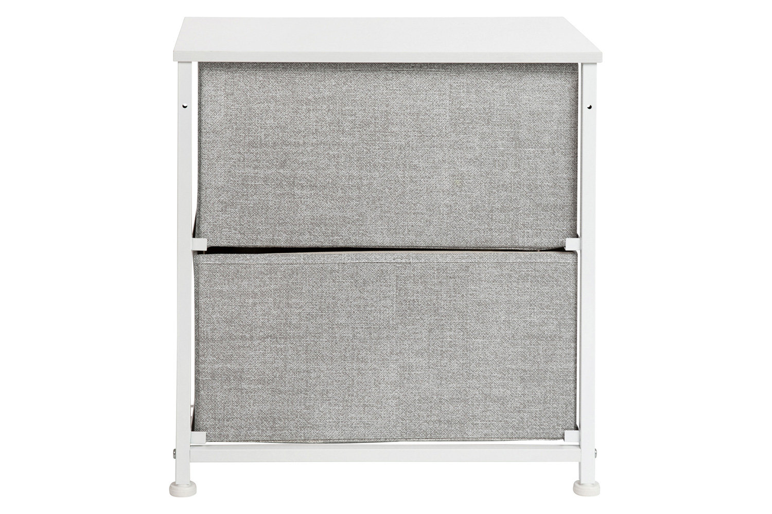 BLNK Harris 2 Drawer Wood Top Nightstand Storage Organizer with Cast Iron Frame and Easy Pull Fabric Drawers - White/Light Gray