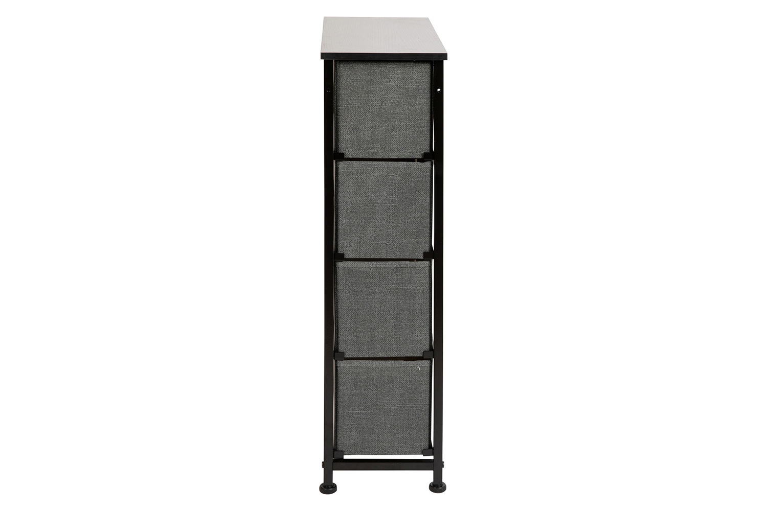 BLNK Harris 4 Drawer Slim Wood Top Iron Frame Dresser Storage Tower with Easy Pull Drawers - Black/Dark Gray