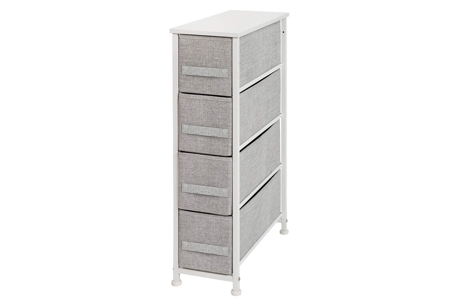 BLNK Harris 4 Drawer Slim Wood Top Iron Frame Dresser Storage Tower with Easy Pull Drawers - White/Light Gray