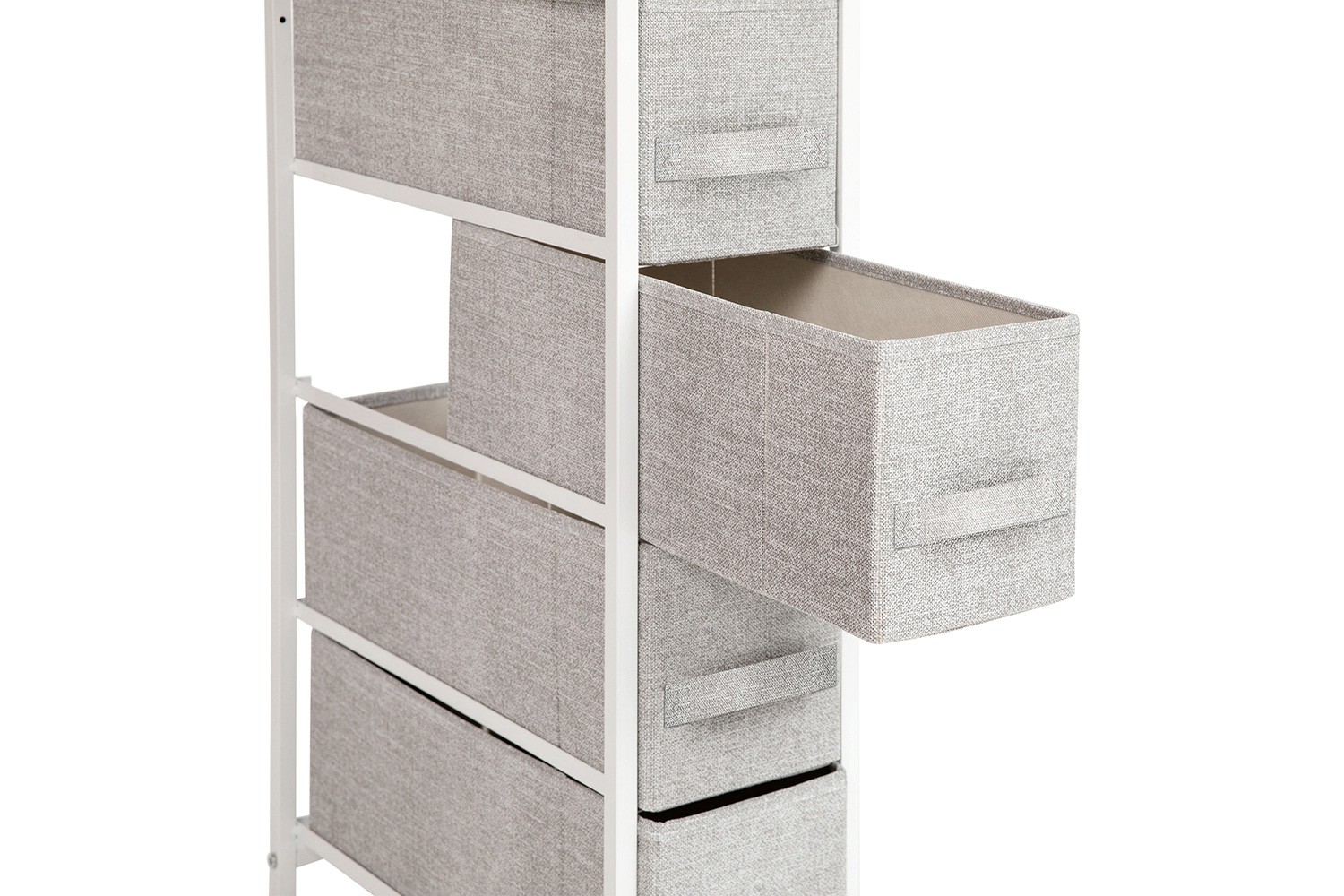 BLNK Harris 4 Drawer Slim Wood Top Iron Frame Dresser Storage Tower with Easy Pull Drawers - White/Light Gray