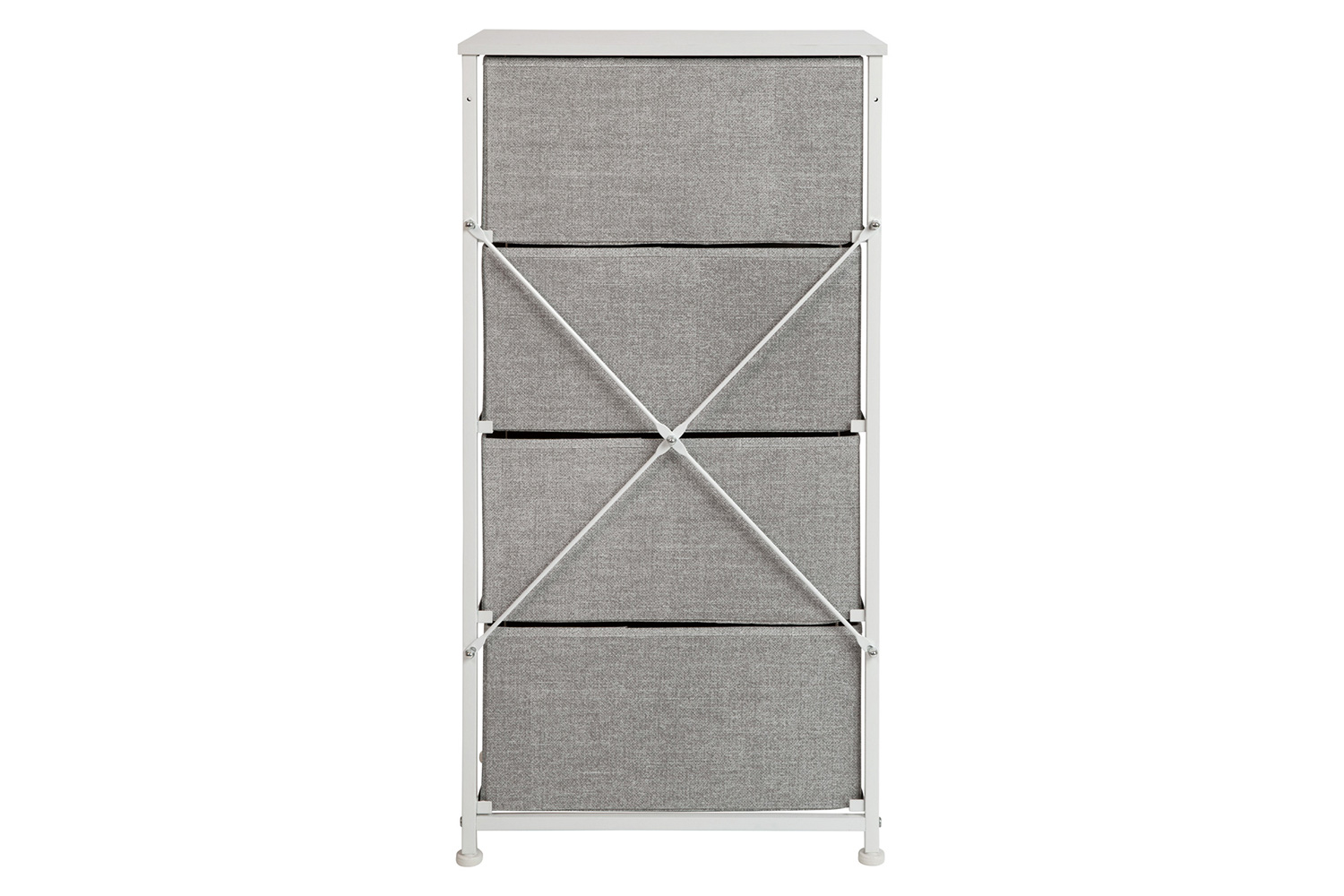 BLNK Harris 4 Drawer Wood Top Iron Frame Vertical Storage Dresser with Easy Pull Drawers - White/Light Gray