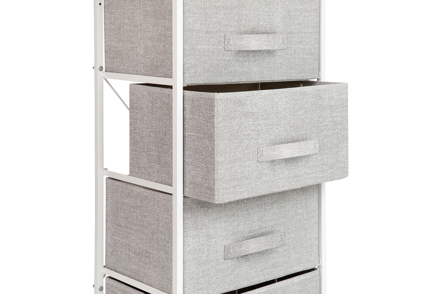 BLNK Harris 4 Drawer Wood Top Iron Frame Vertical Storage Dresser with Easy Pull Drawers - White/Light Gray