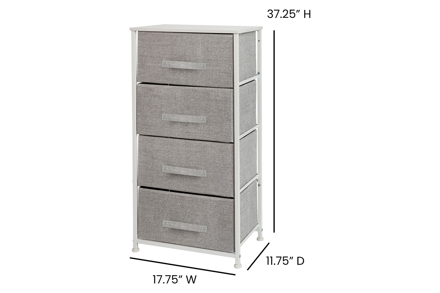 BLNK Harris 4 Drawer Wood Top Iron Frame Vertical Storage Dresser with Easy Pull Drawers - White/Light Gray