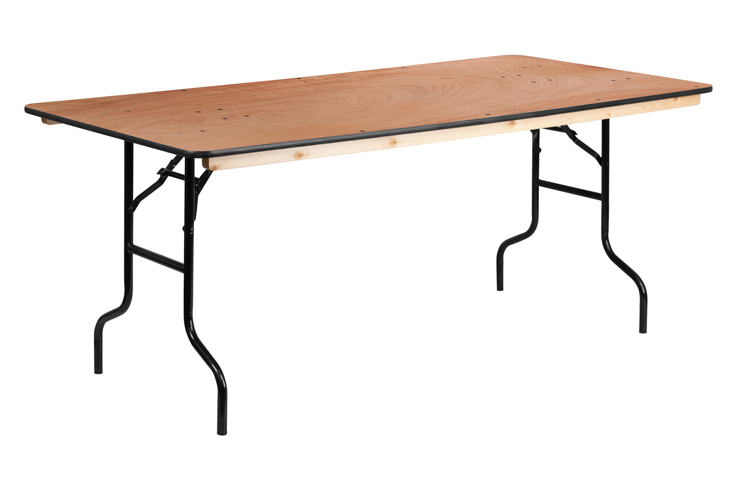 BLNK Fielder Rectangular Wood Folding Banquet Table with Clear Coated Finished Top