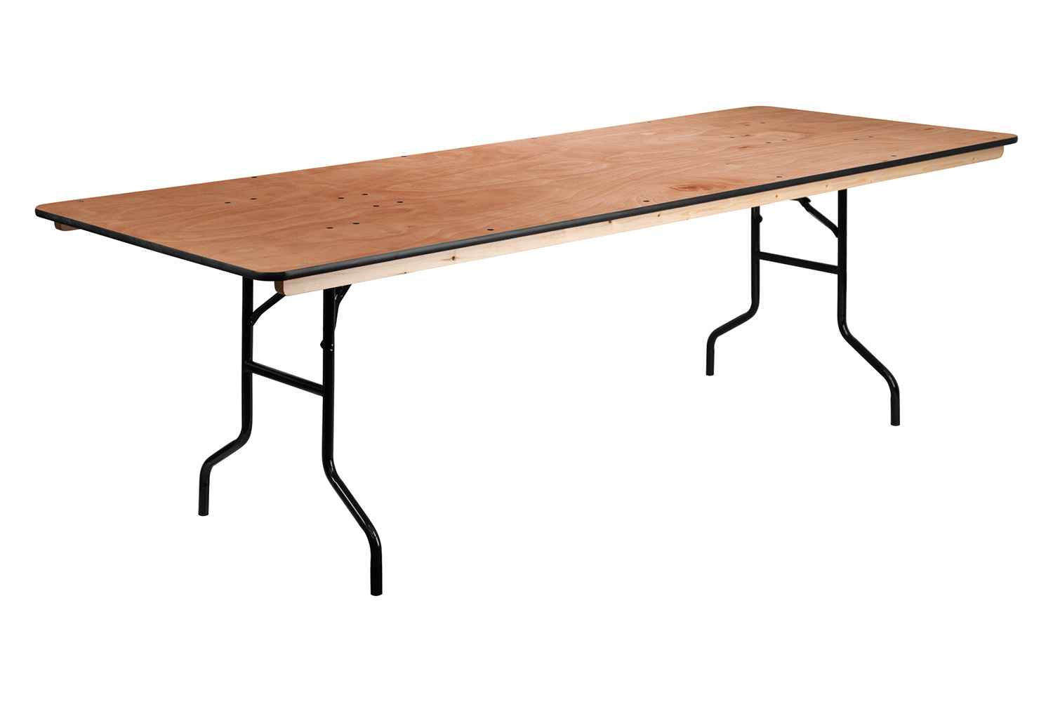 BLNK Fielder Rectangular Wood Folding Banquet Table with Clear Coated Finished Top - 3'W x 8'L