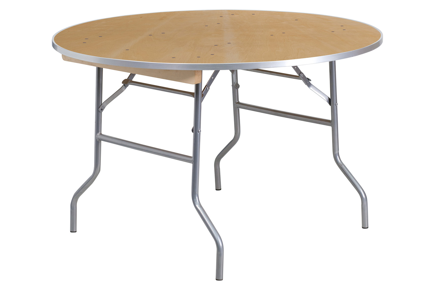 BLNK Fielder Round Birchwood Heavy Duty Folding Banquet Table with Metal Edges