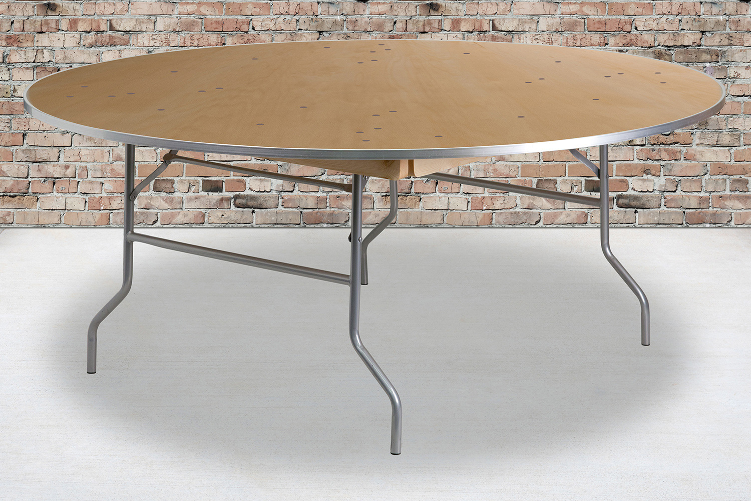 BLNK Fielder Round Birchwood Heavy Duty Folding Banquet Table with Metal Edges