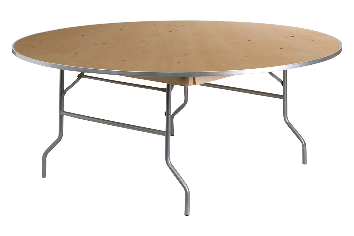 BLNK Fielder Round Birchwood Heavy Duty Folding Banquet Table with Metal Edges - 6'D