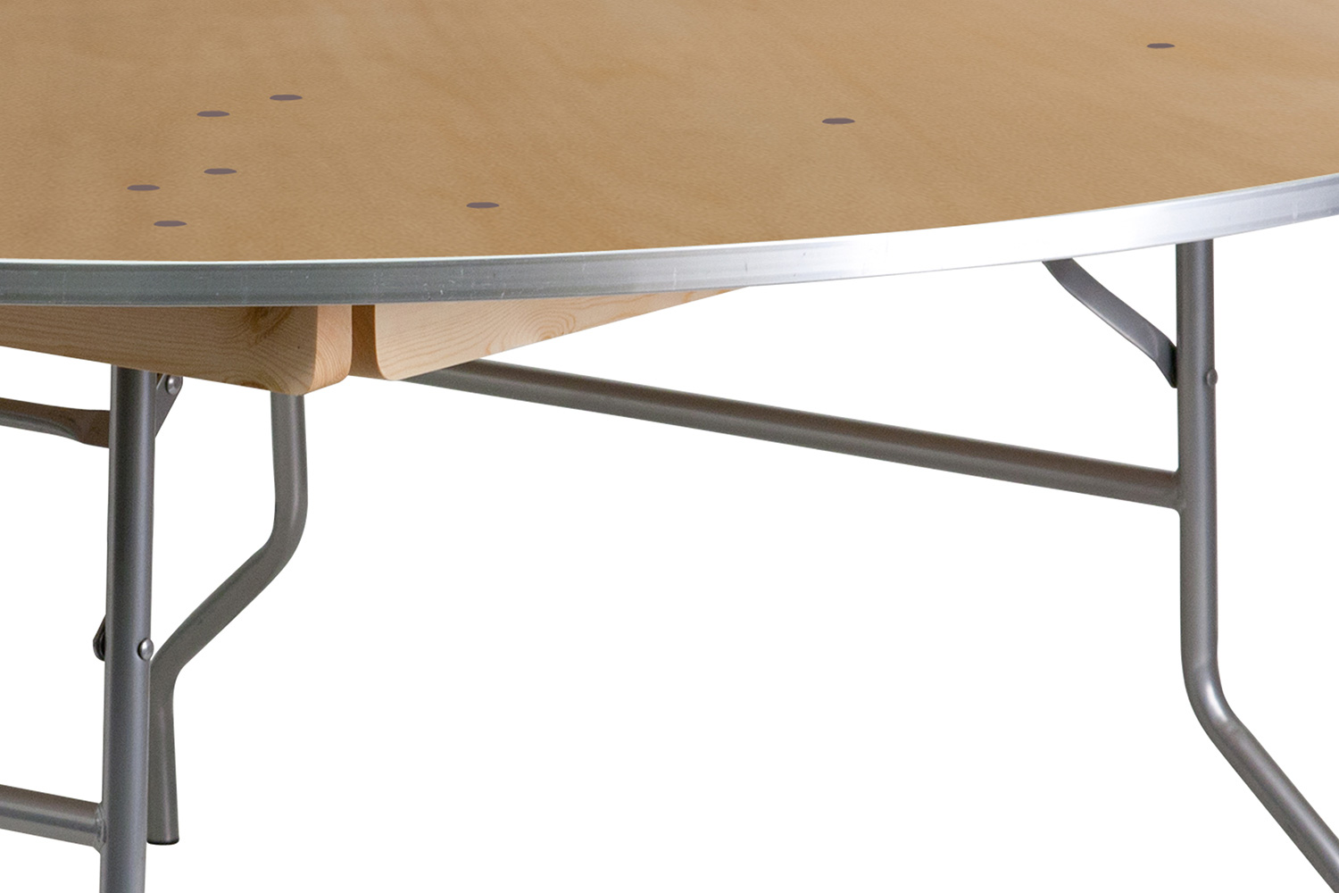 BLNK Fielder Round Birchwood Heavy Duty Folding Banquet Table with Metal Edges - 6'D