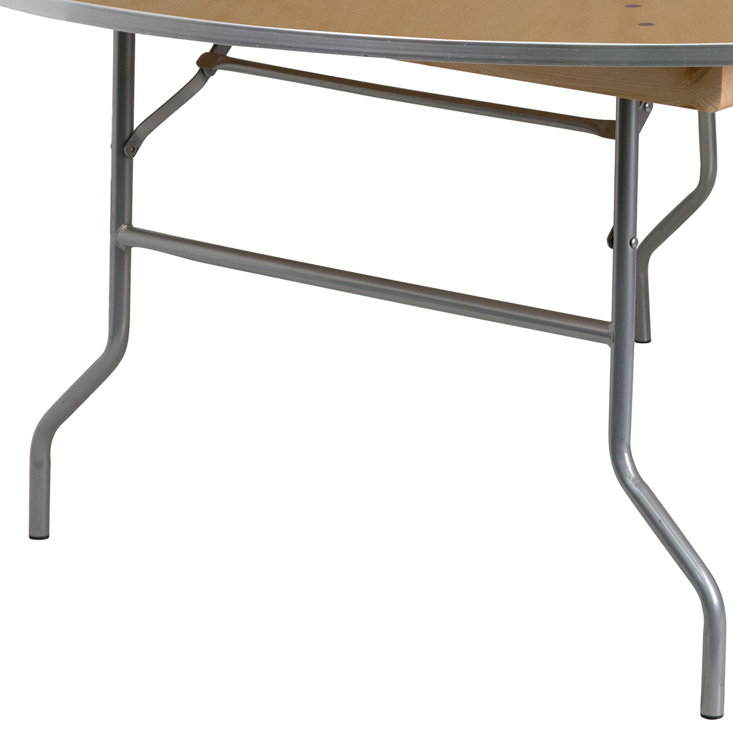 BLNK Fielder Round Birchwood Heavy Duty Folding Banquet Table with Metal Edges - 6'D