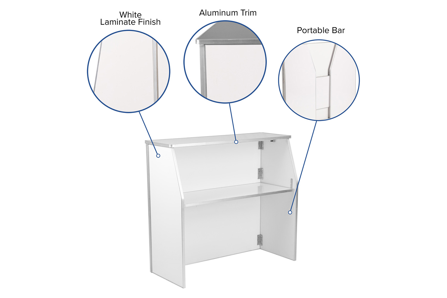 BLNK Amara Laminate Foldable Bar - White