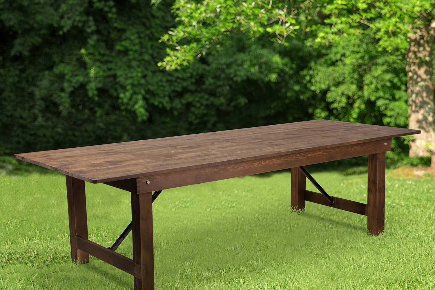 BLNK HERCULES Series Rectangular Antique Rustic Solid Pine Folding Farm Table