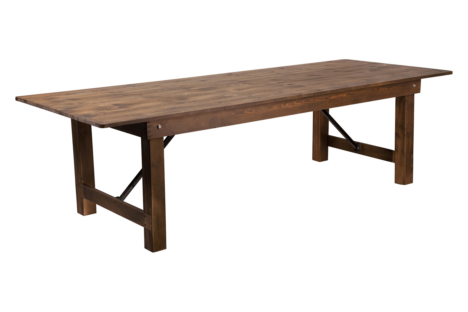 BLNK HERCULES Series Rectangular Antique Rustic Solid Pine Folding Farm Table - Natural, 40"W x 9'L