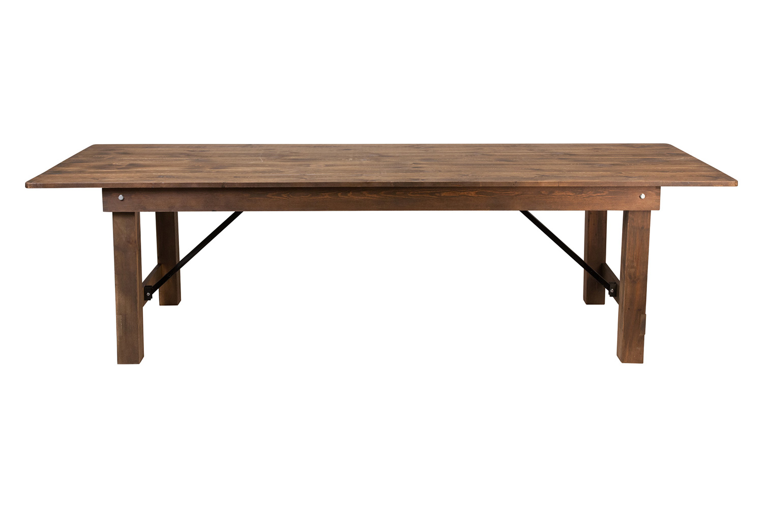 BLNK HERCULES Series Rectangular Antique Rustic Solid Pine Folding Farm Table - Natural, 40"W x 9'L