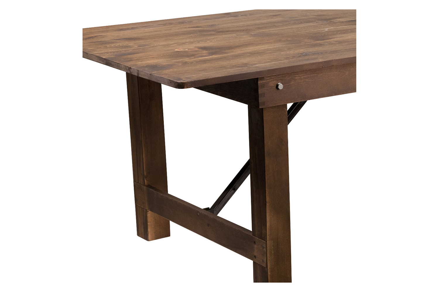 BLNK HERCULES Series Rectangular Antique Rustic Solid Pine Folding Farm Table - Natural, 40"W x 9'L