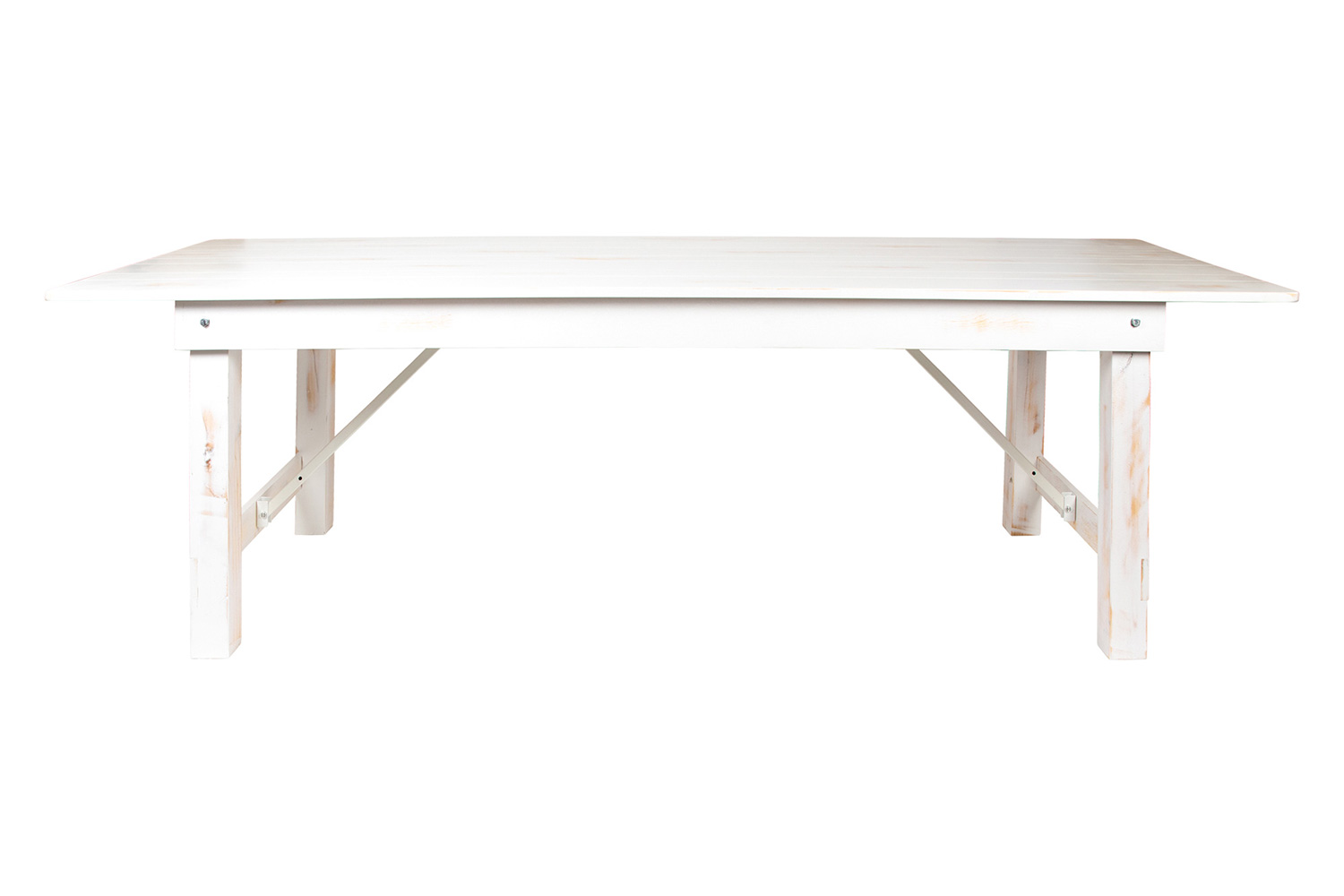 BLNK HERCULES Series Rectangular Antique Rustic Solid Pine Folding Farm Table - White, 40"W x 9'L