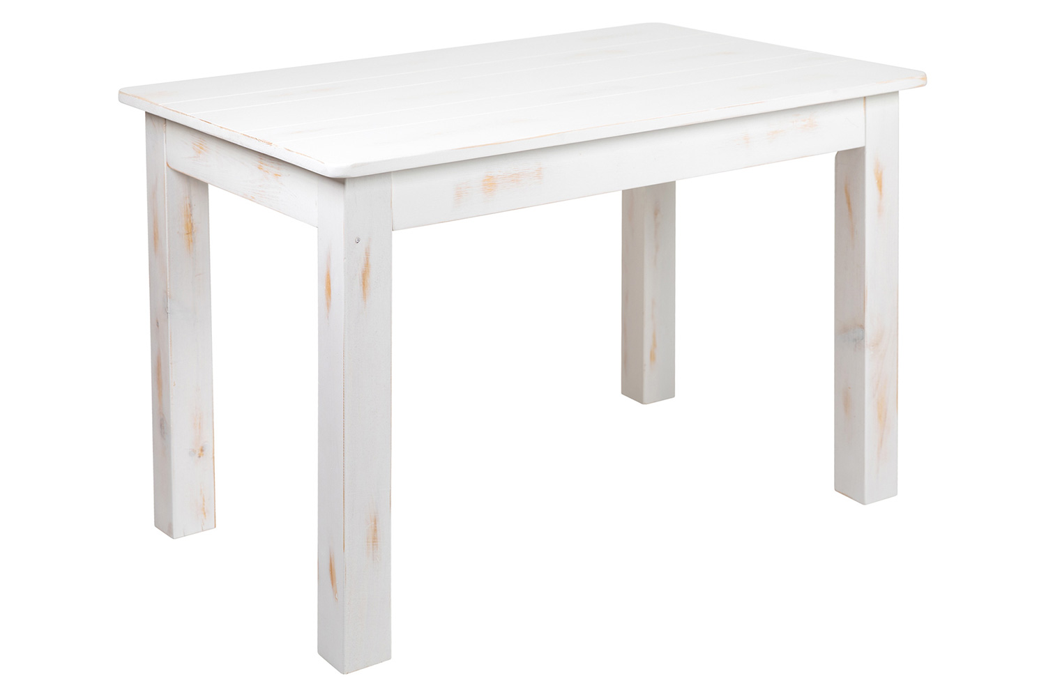 BLNK HERCULES Series Rectangular Antique Rustic White Solid Pine Farm Dining Table - 46"W x 30"L