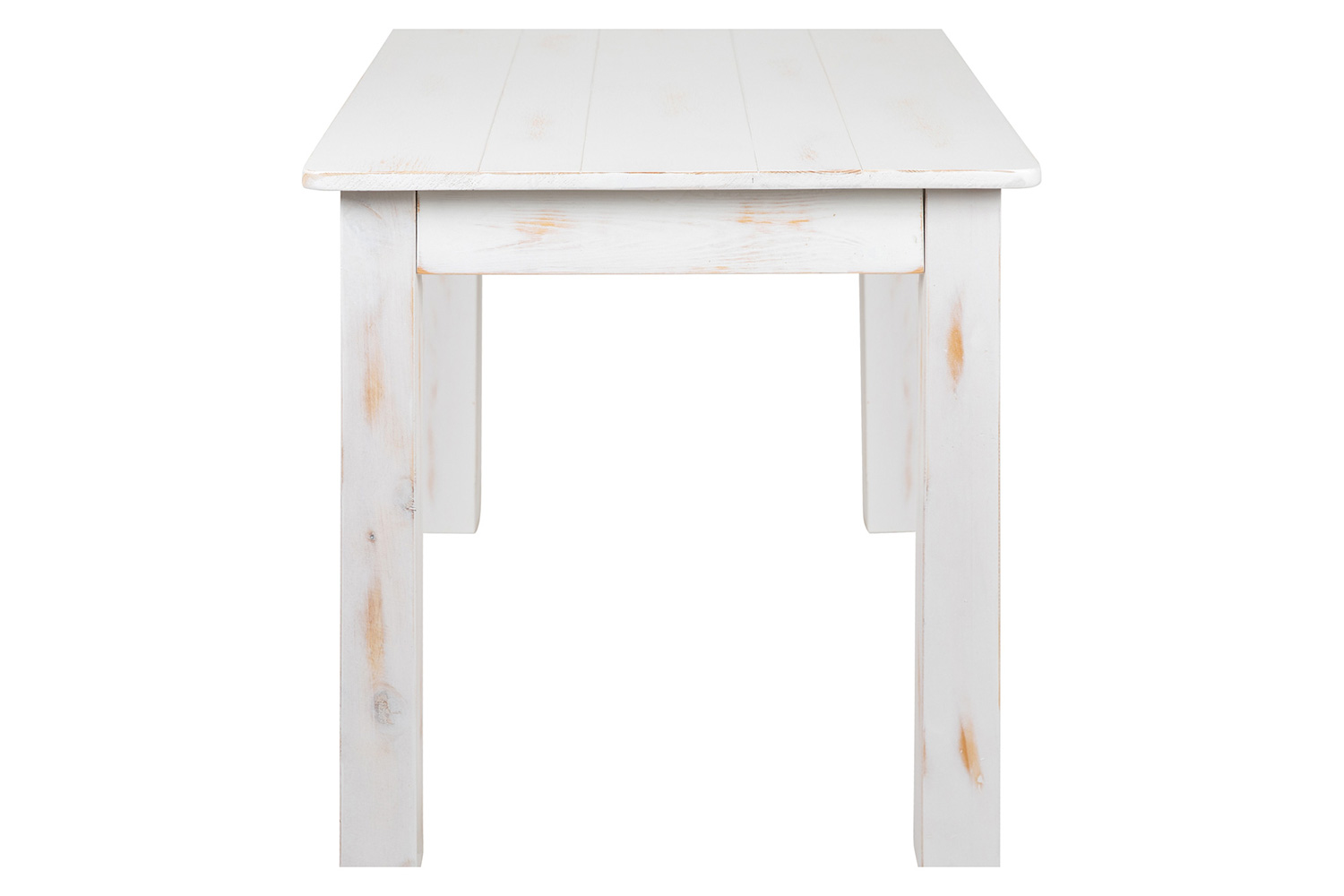 BLNK HERCULES Series Rectangular Antique Rustic White Solid Pine Farm Dining Table - 46"W x 30"L