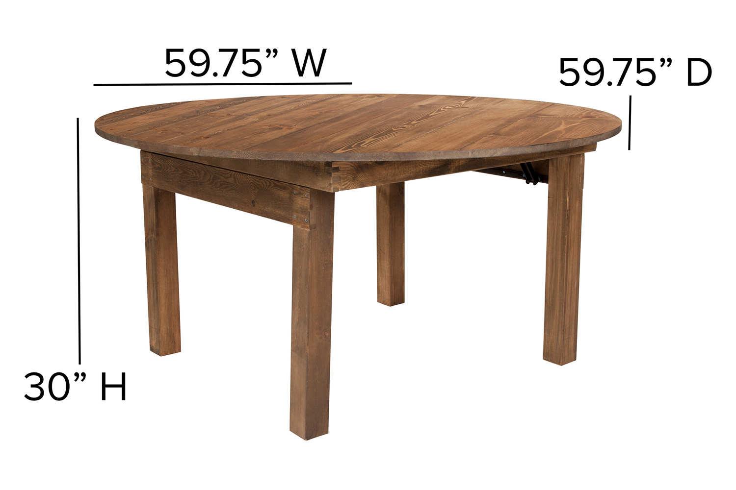 BLNK - HERCULES Series Round Rustic and Antique Pine Dining Table