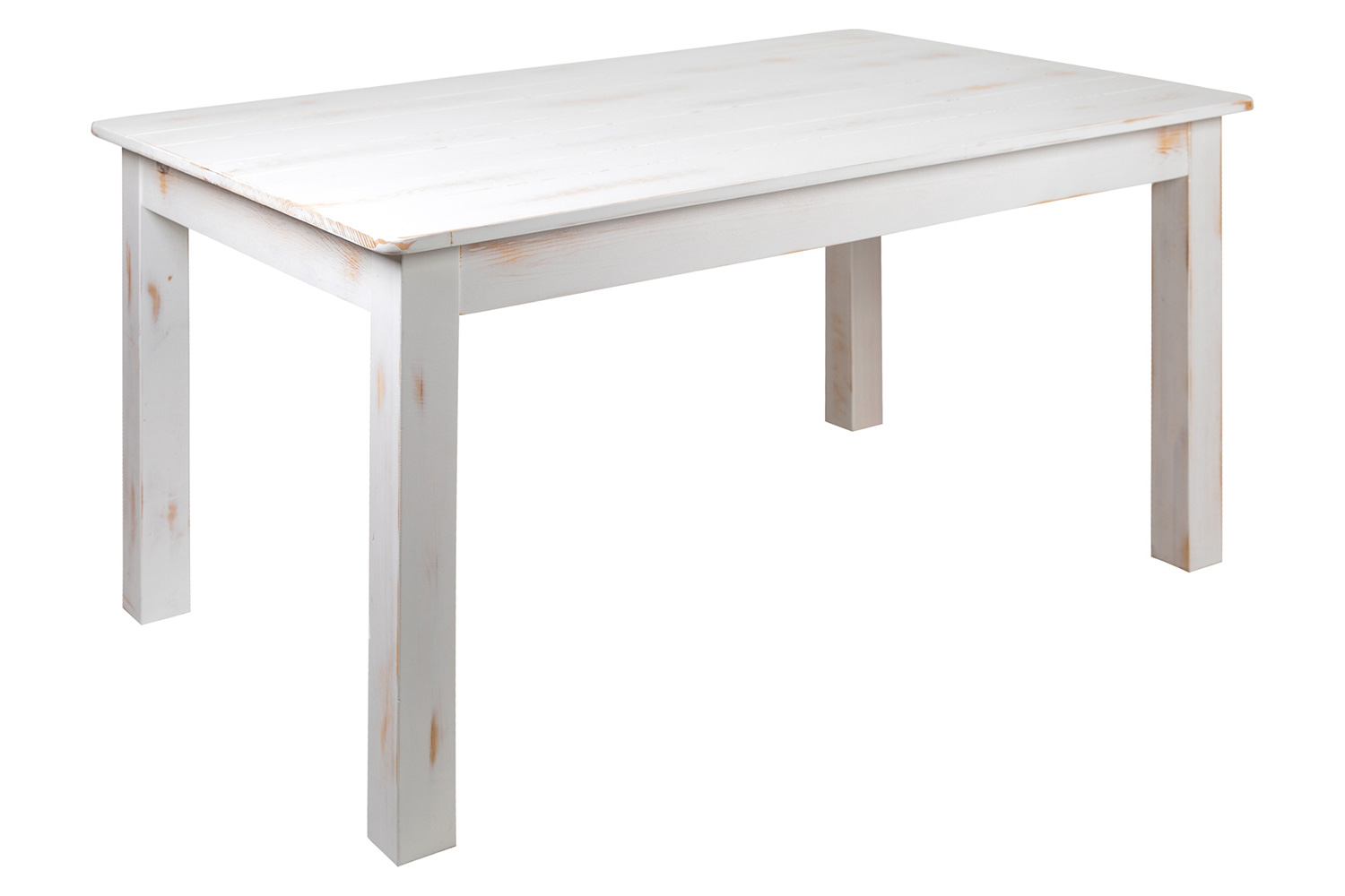 BLNK HERCULES Series Rectangular Antique Rustic White Solid Pine Farm Dining Table