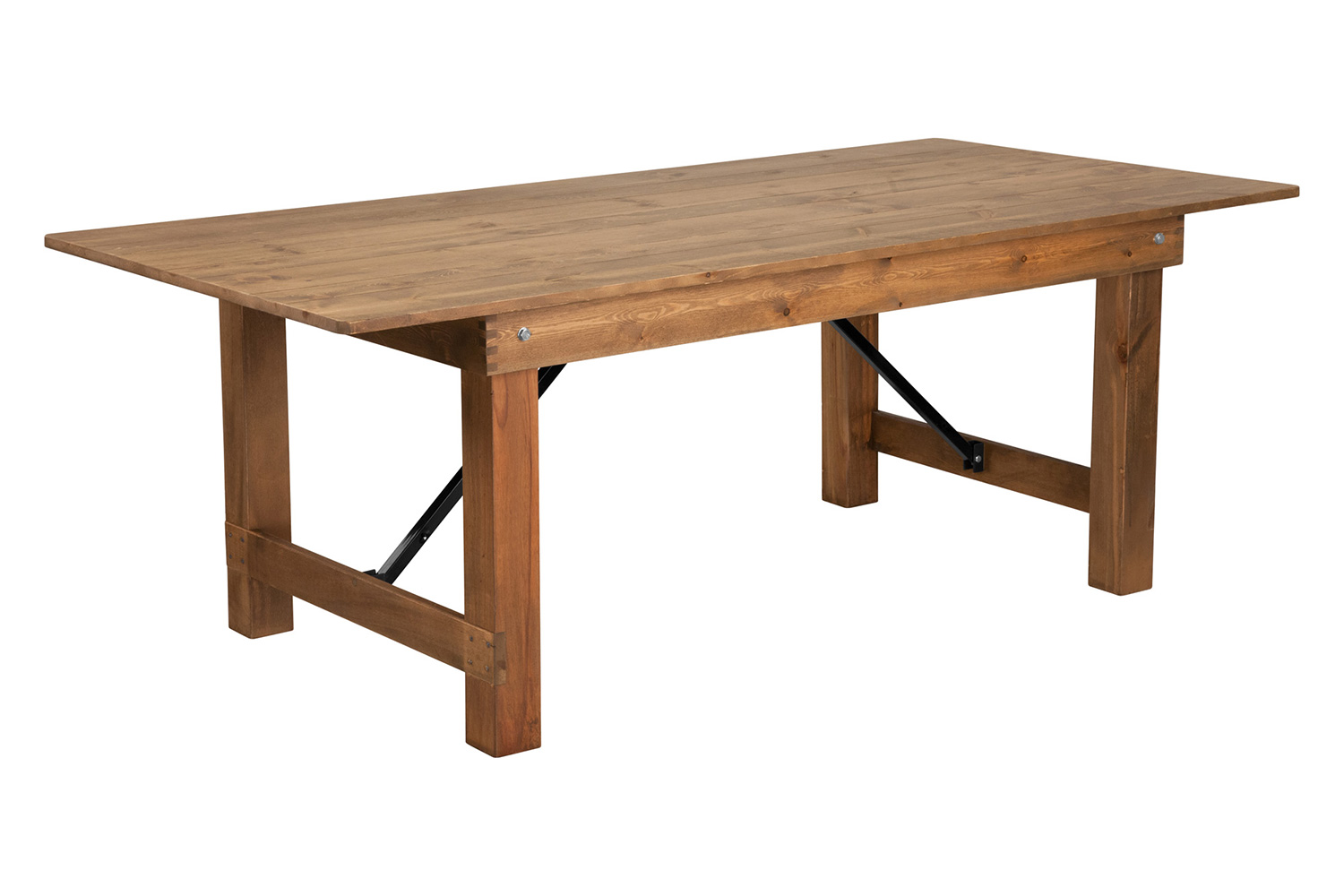 BLNK HERCULES Series Rectangular Antique Rustic Solid Pine Folding Farm Table - Natural, 40"W x 7'L