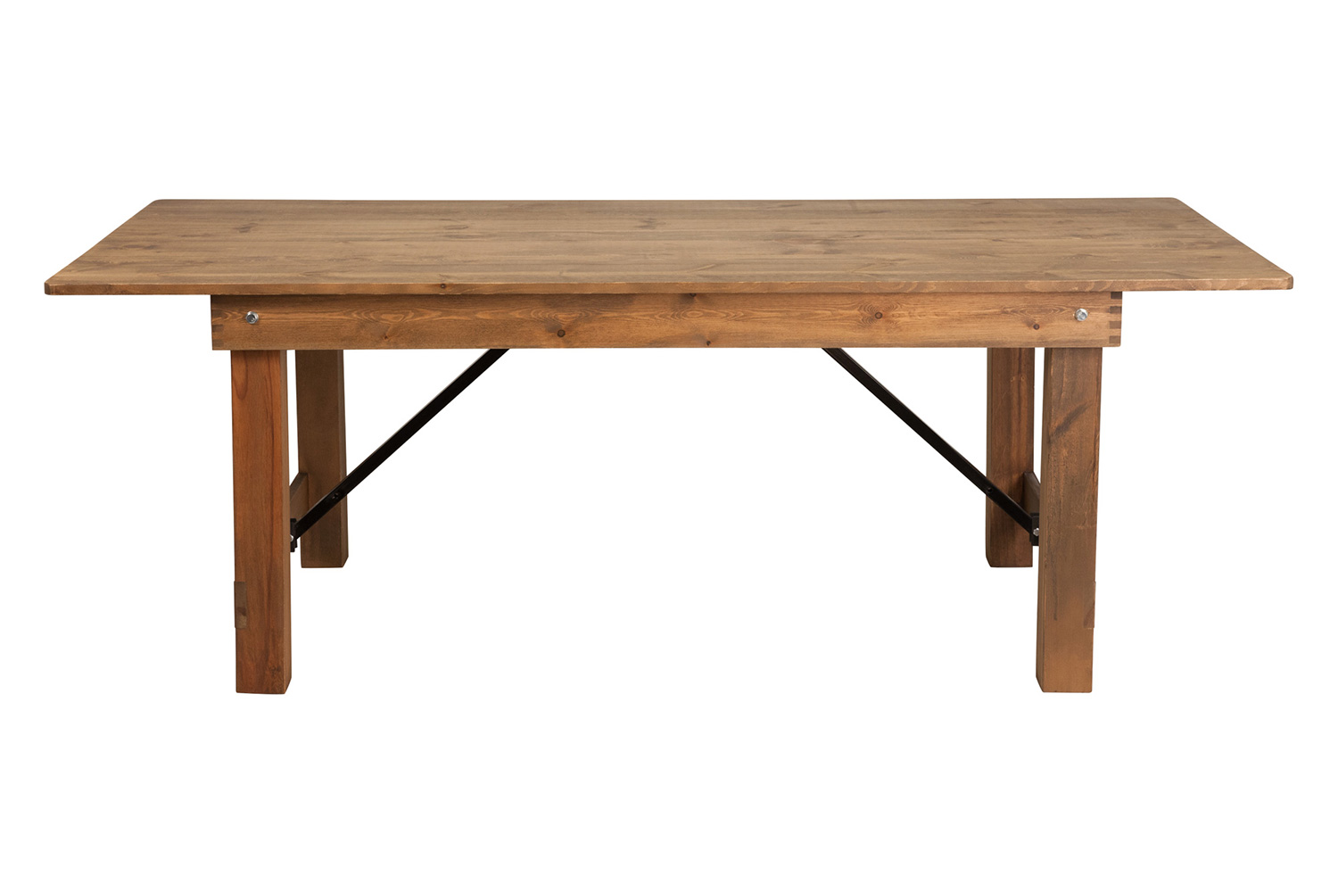 BLNK HERCULES Series Rectangular Antique Rustic Solid Pine Folding Farm Table - Natural, 40"W x 7'L