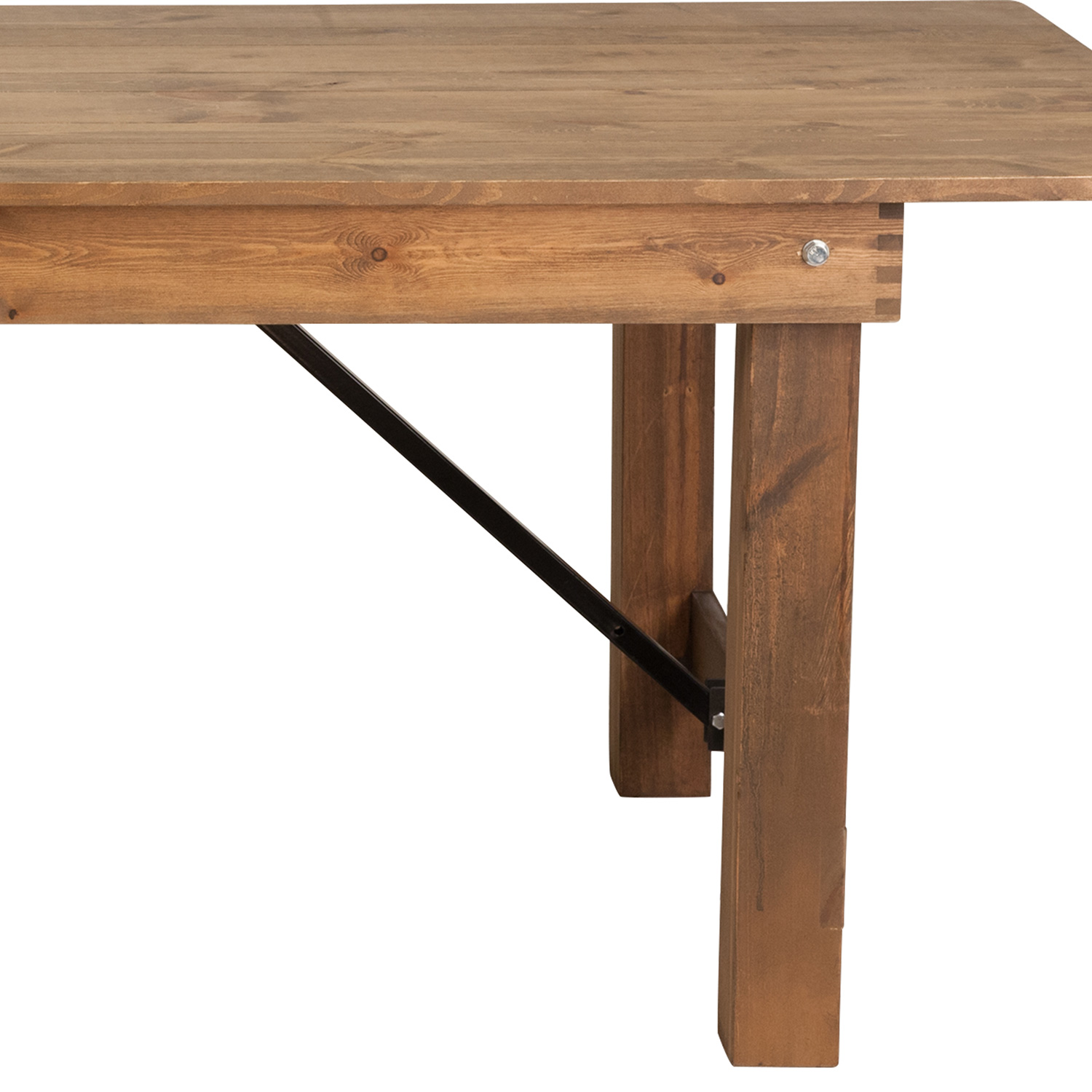 BLNK HERCULES Series Rectangular Antique Rustic Solid Pine Folding Farm Table - Natural, 40"W x 7'L