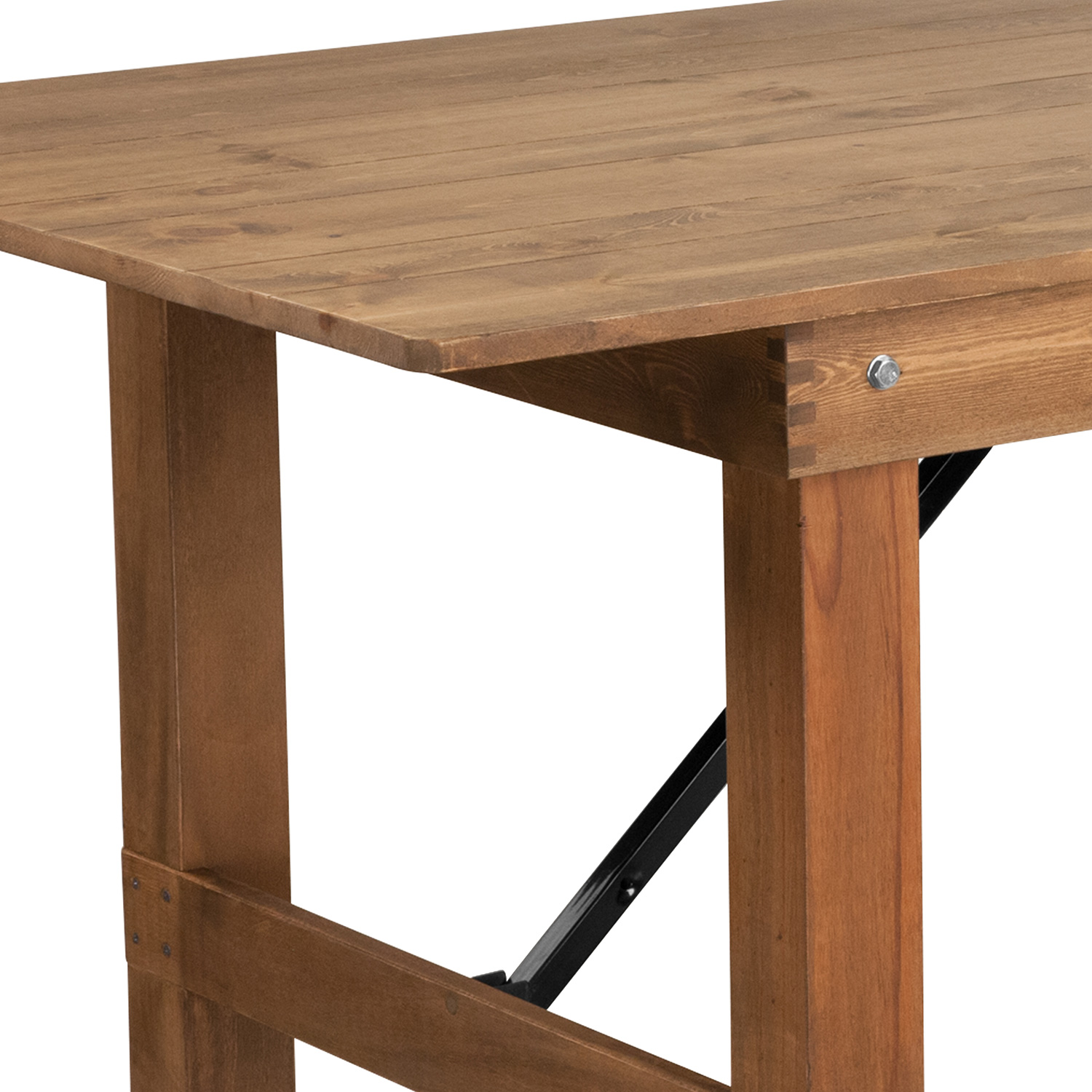 BLNK HERCULES Series Rectangular Antique Rustic Solid Pine Folding Farm Table - Natural, 40"W x 7'L