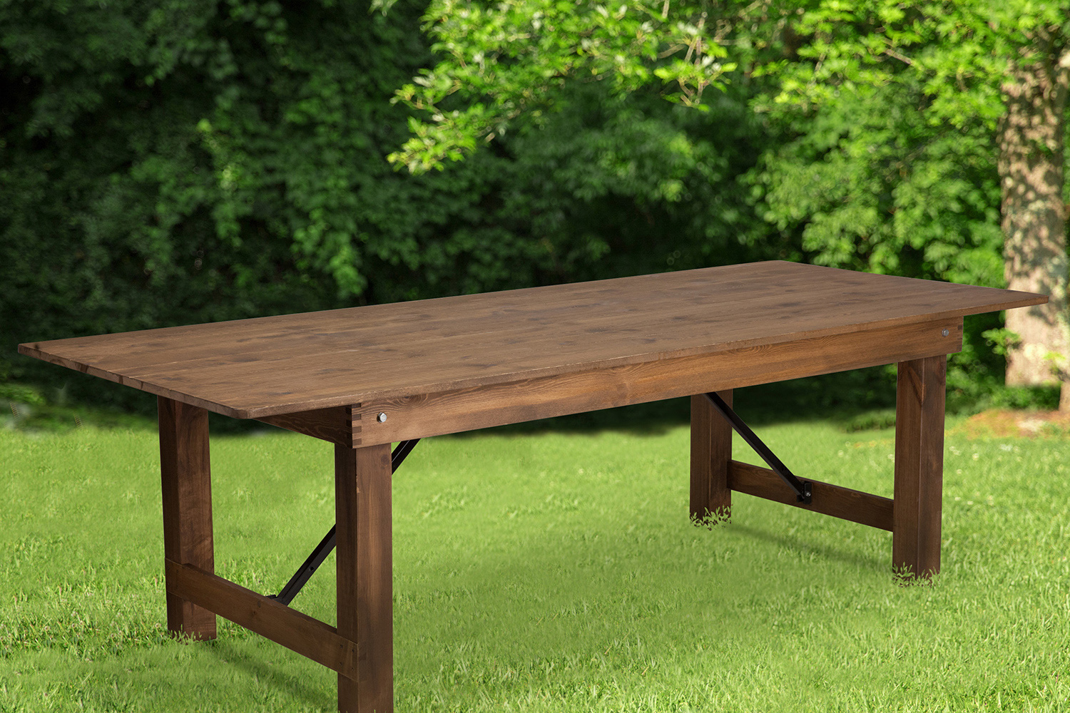 BLNK HERCULES Series Rectangular Antique Rustic Solid Pine Folding Farm Table