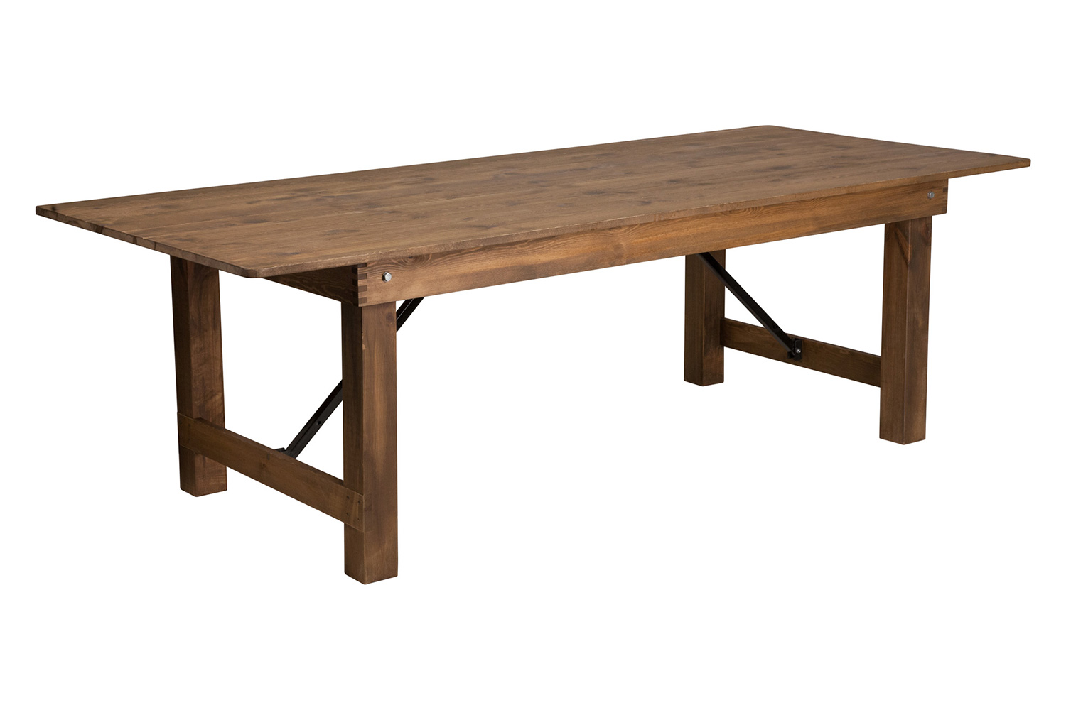 BLNK HERCULES Series Rectangular Antique Rustic Solid Pine Folding Farm Table - Natural, 40"W x 8'L