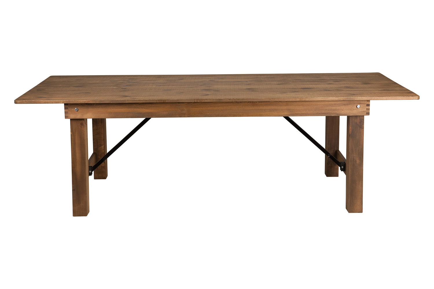 BLNK HERCULES Series Rectangular Antique Rustic Solid Pine Folding Farm Table - Natural, 40"W x 8'L