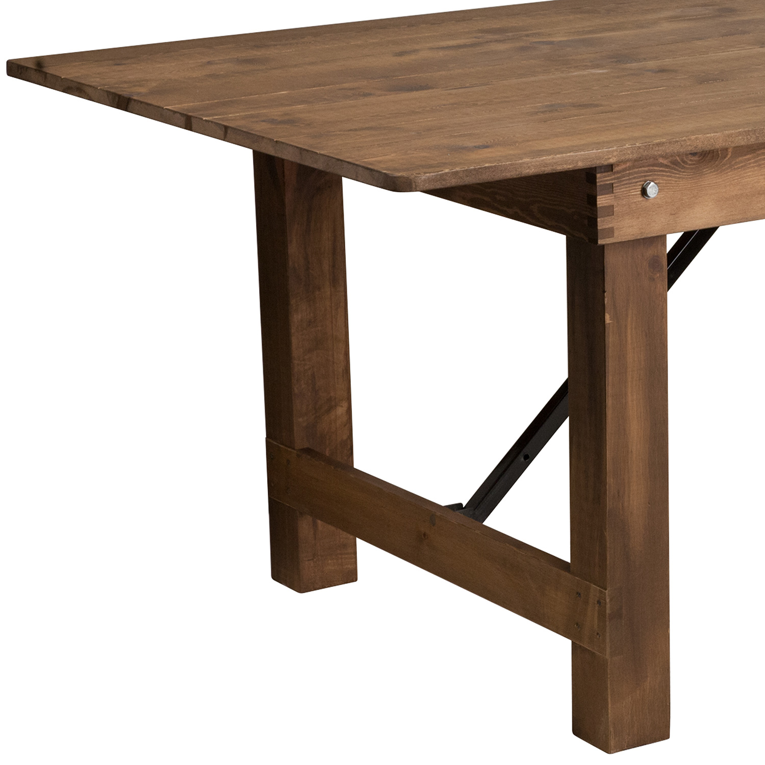 BLNK HERCULES Series Rectangular Antique Rustic Solid Pine Folding Farm Table - Natural, 40"W x 8'L