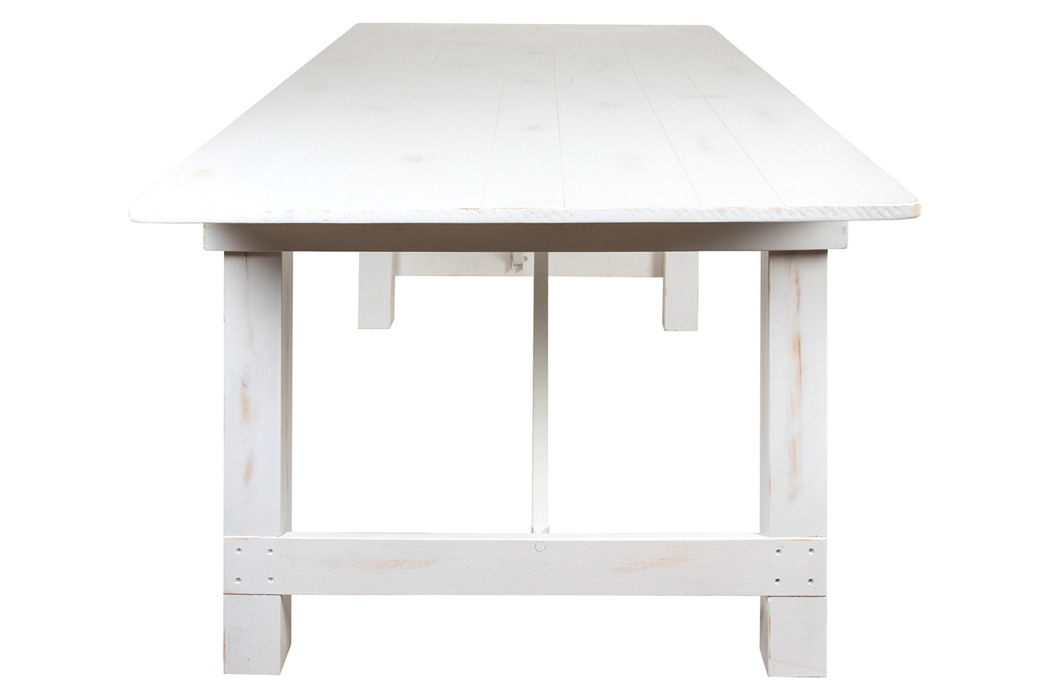 BLNK HERCULES Series Rectangular Antique Rustic Solid Pine Folding Farm Table - White, 40"W x 8'L