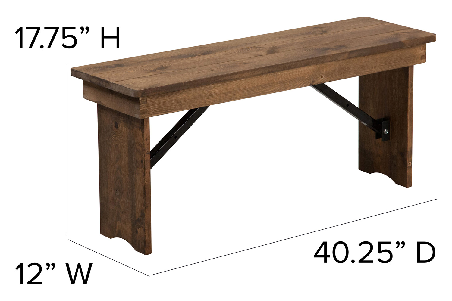 BLNK HERCULES Series Antique Rustic Folding Farm Table and Four Bench Set - Natural, 40"W x 7'L