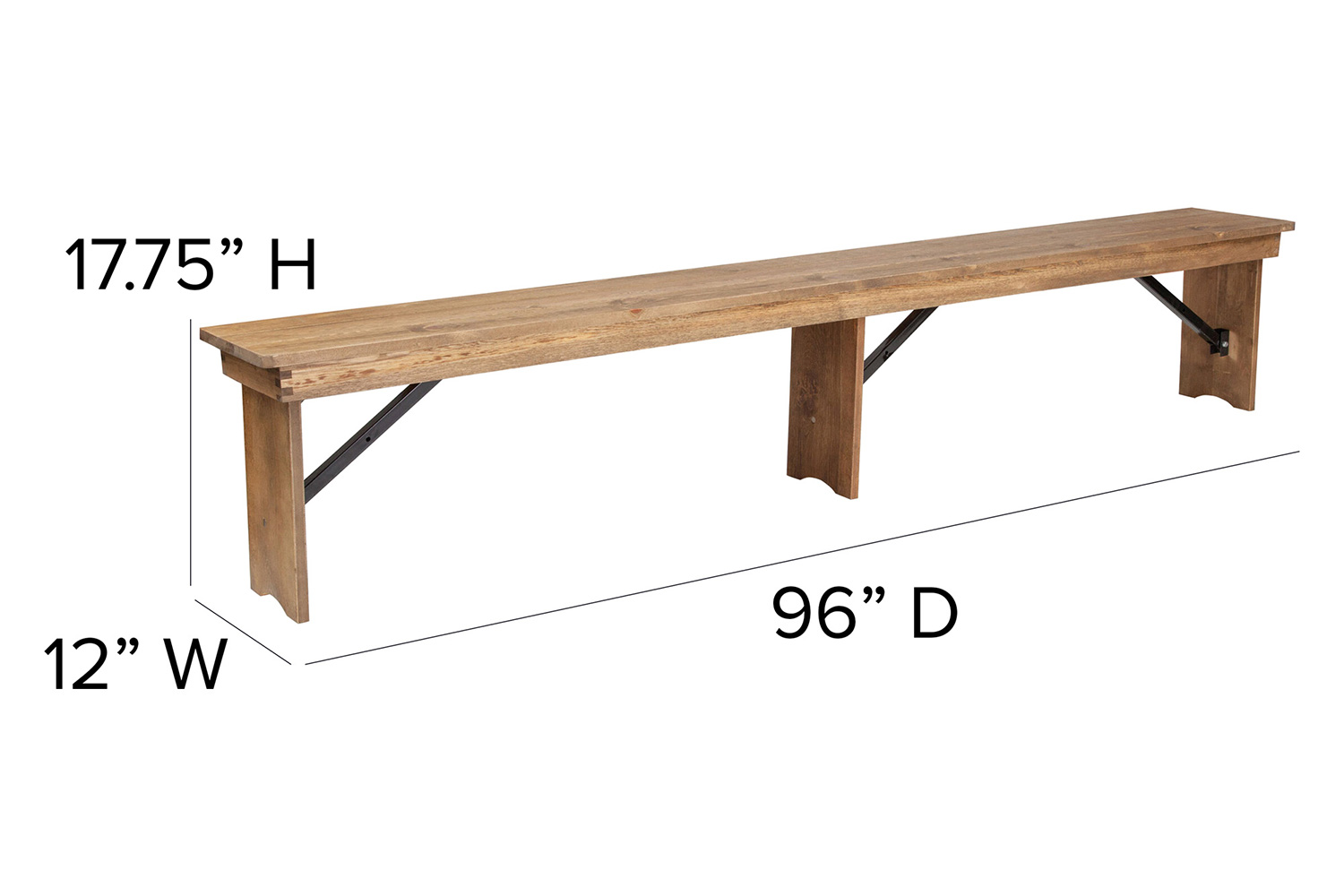 BLNK HERCULES Series Antique Rustic Folding Farm Table and Four Bench Set - Natural, 40"W x 8'L