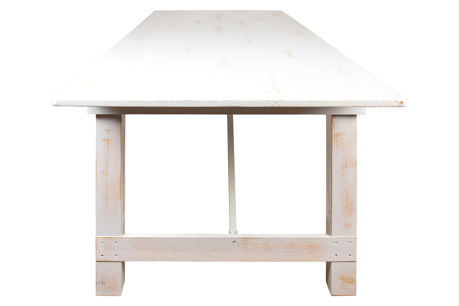 BLNK HERCULES Series Antique Rustic Folding Farm Table and Two Bench Set - White, 40"W x 9'L