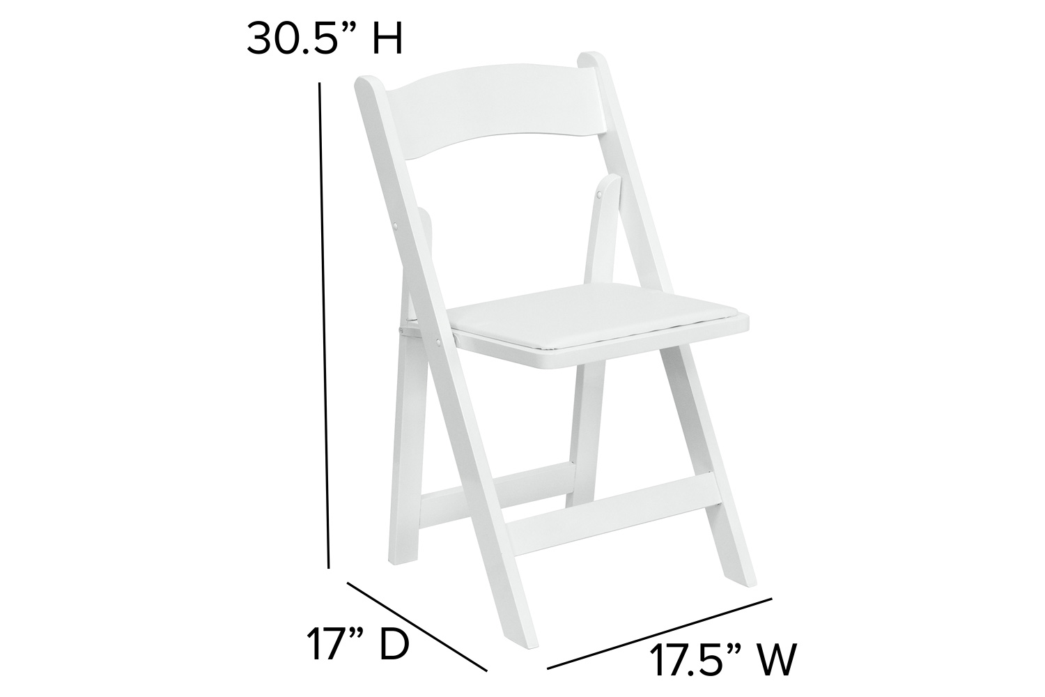 BLNK HERCULES Series Wood Folding Chair with Vinyl Padded Seat - White