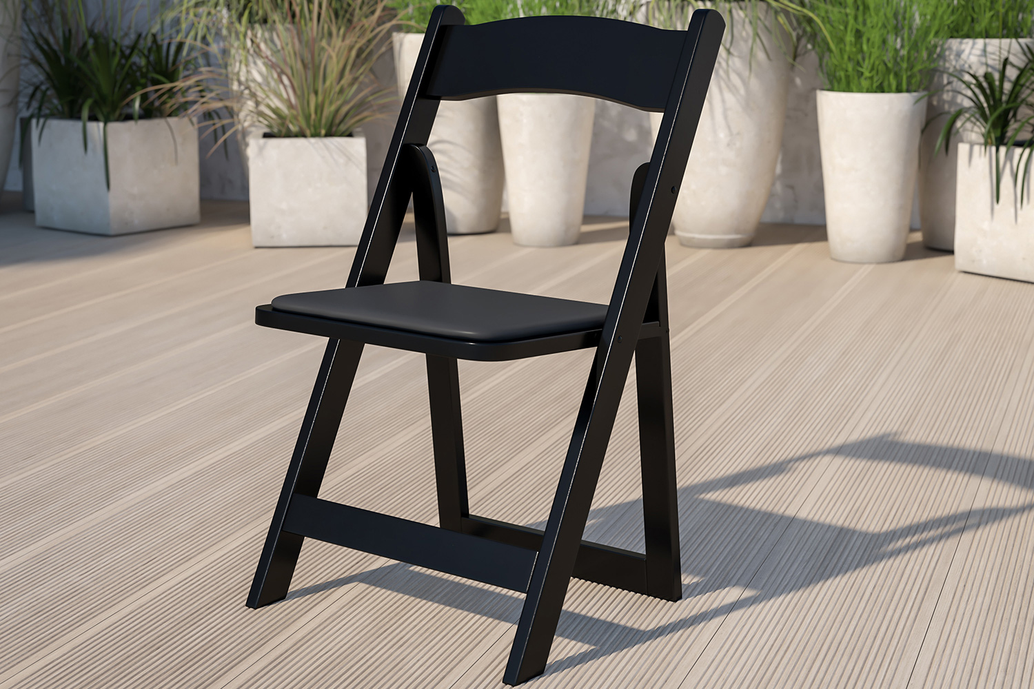 BLNK HERCULES Series Wood Folding Chair with Vinyl Padded Seat