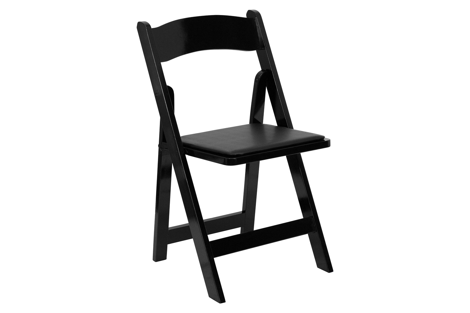 BLNK HERCULES Series Wood Folding Chair with Vinyl Padded Seat - Black