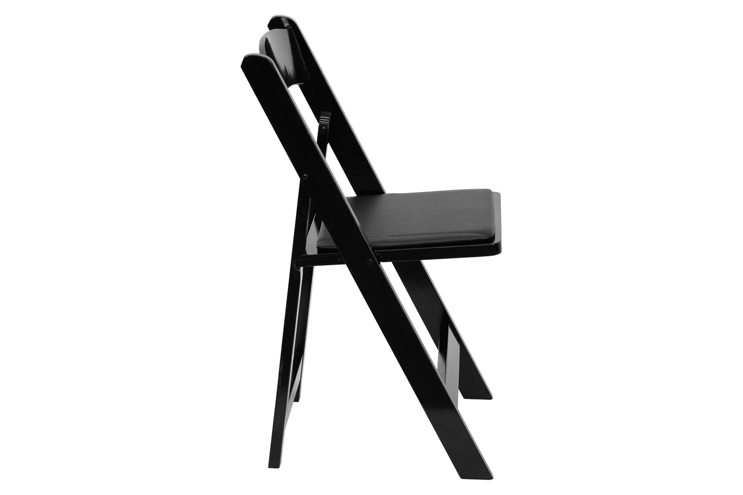 BLNK HERCULES Series Wood Folding Chair with Vinyl Padded Seat - Black