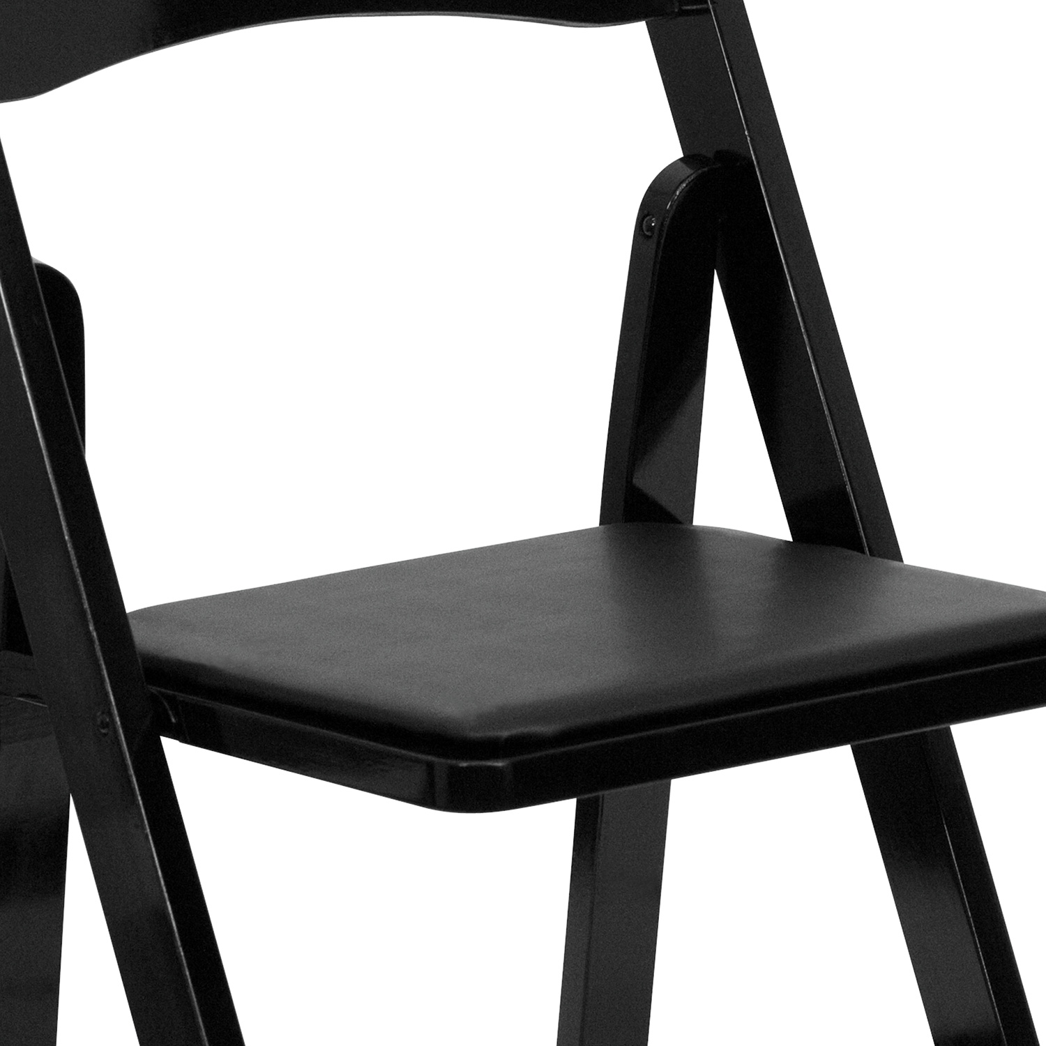 BLNK HERCULES Series Wood Folding Chair with Vinyl Padded Seat - Black