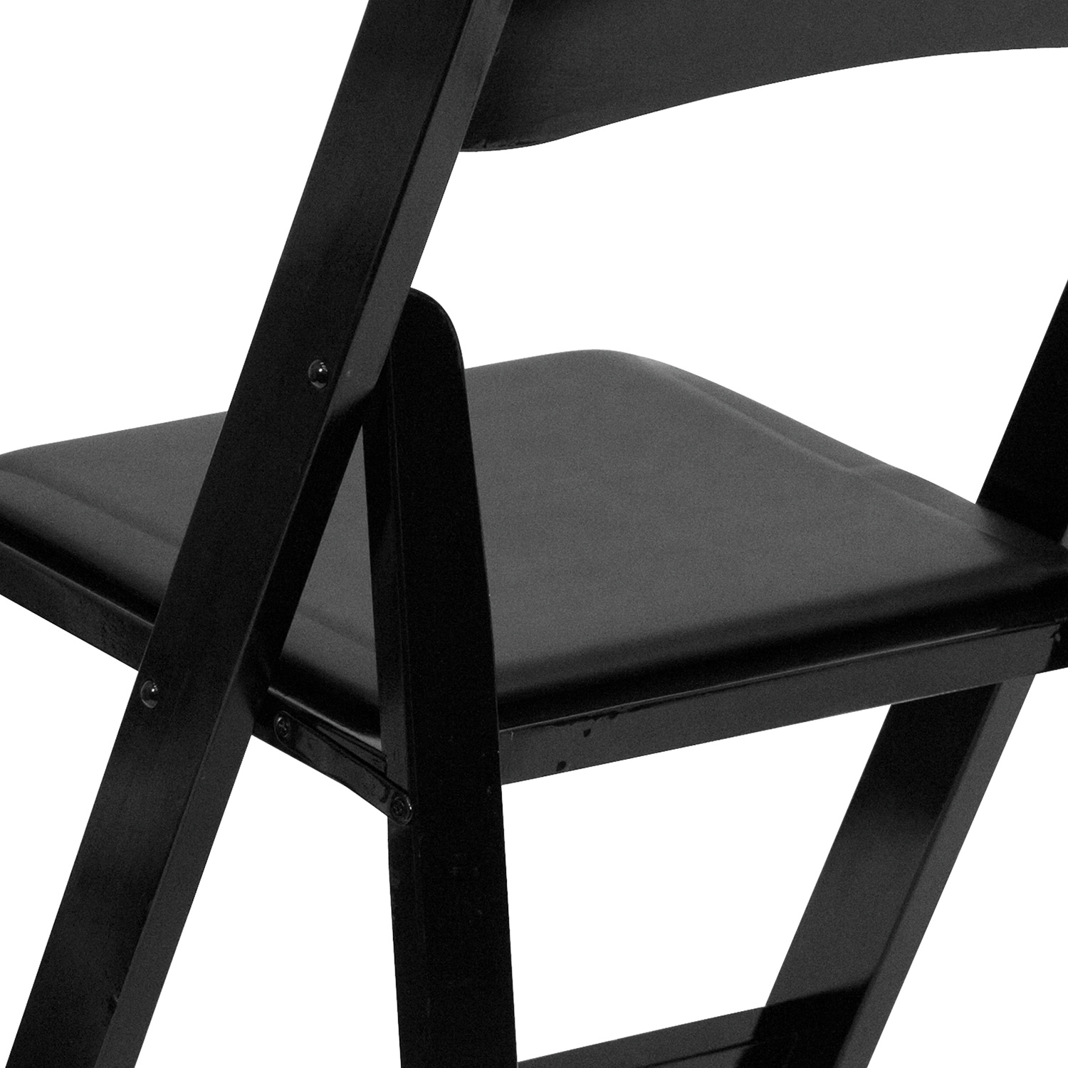 BLNK HERCULES Series Wood Folding Chair with Vinyl Padded Seat - Black