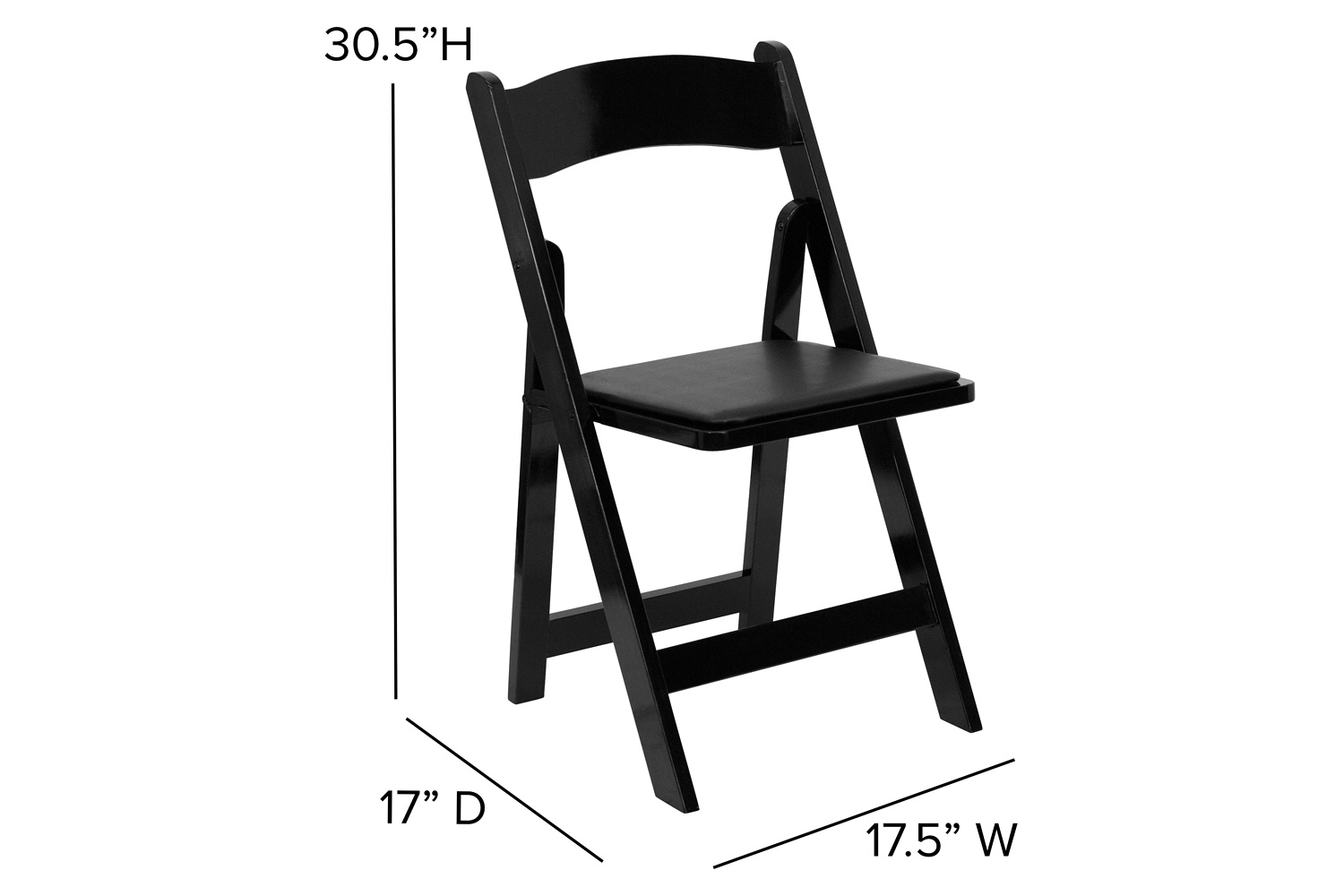 BLNK HERCULES Series Wood Folding Chair with Vinyl Padded Seat - Black