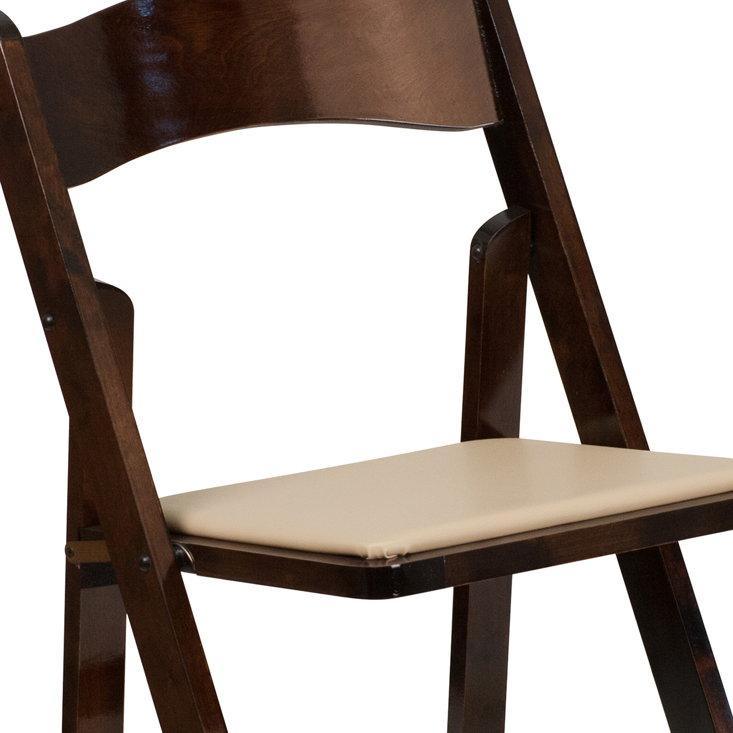 BLNK HERCULES Series Wood Folding Chair with Vinyl Padded Seat - Fruitwood