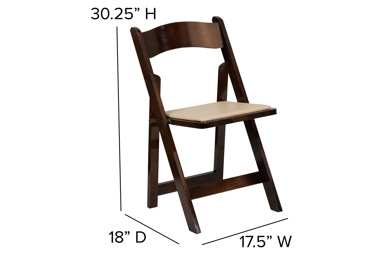 BLNK HERCULES Series Wood Folding Chair with Vinyl Padded Seat - Fruitwood